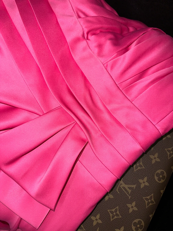 Rose pink off-shoulder fitted waist bodycon long ball gown R6983