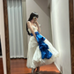 White strapless, fitted waist, tulip skirt, long ball gown, bridal dress R8840