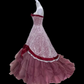 Pink strapless ball gown with a cinched waist and an A-line skirt; bridal gown R7296