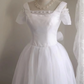 White square-neck, fitted waist, classic and elegant long ball gown/bridal dress R6744