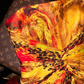 Yellow tie-dye red strapless fitted waist slimming long ball gown R6943