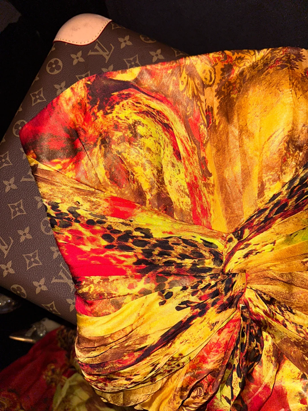 Yellow tie-dye red strapless fitted waist slimming long ball gown R6943