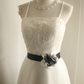 Ivory white halter-neck fitted waist slim beaded midi ball gown R6823