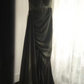 Black halter-neck fitted long ball gown R6783