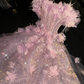 Light pink strapless fitted waist slim-fitting ball gown/bridal dress R8721