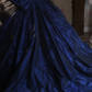 Navy Blue Strapless Waist-Cinched Puffball Skirt Ball Gown, Bridal Gown R7349