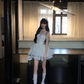White tube top waist slim fit puffy princess skirt homecoming dress R5091