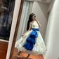 White strapless, fitted waist, tulip skirt, long ball gown, bridal dress R8840