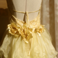 Yellow halter-neck backless fitted ball gown/bridal dress R7256