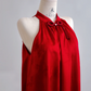 Red sleeveless straight-cut long ball gown with Chinese-style collar R8178