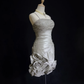 Light grey strapless tube top with rhinestones, slim waist and floral skirt, homecoming dress R4972