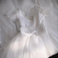 White square-neck, fitted waist, classic and elegant long ball gown/bridal dress R6744