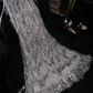 Silver tank top with cinched waist, elegant long ball gown R7023