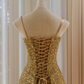 Gold Sequined Strapless Waist Slim Fit Sexy Short Skirt Homecoming Dress R5013