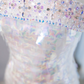 White iridescent sequined strapless fitted waist sexy long ball gown/bridal dress R9020