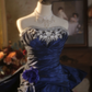 Navy Blue Strapless Waist-Cinched Puffball Skirt Ball Gown, Bridal Gown R7349