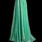 Green halter-neck, fitted waist, sexy long ball gown R6624