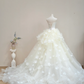 Light apricot strapless, fitted waist, full skirt, long ball gown, bridal dress R8900