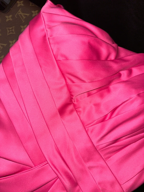 Rose pink off-shoulder fitted waist bodycon long ball gown R6983