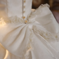 White strapless fitted waist lace-trimmed ball gown/bridal dress R7276