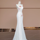 White vintage fitted long ball gown/bridal dress R8384