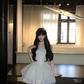White tube top waist slim fit puffy princess skirt homecoming dress R5091