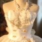 White strapless fitted waist lace-trimmed ball gown/bridal dress R7276