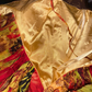 Yellow tie-dye red strapless fitted waist slimming long ball gown R6943