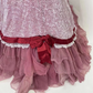 Pink strapless ball gown with a cinched waist and an A-line skirt; bridal gown R7296