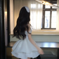 White tube top waist slim fit puffy princess skirt homecoming dress R5091