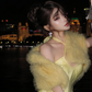 Yellow halter-neck, fitted waist, sexy long ball gown R7063
