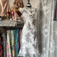 Vintage floral print fitted maxi dress, prom dress R6264