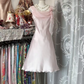 Light pink sleeveless fitted waist A-line short sexy prom dress R7811