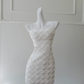 White suspender waist slim A-line short skirt homecoming dress R5053