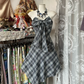 Gray checkered strapless waist A-line skirt suit ball gown R6384