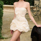 Off-white suspenders waist slimming puffy skirt homecoming dress R3506