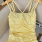 Hot girl suspender dress women's new style waist slimming temperament pleated hip skirt R4037
