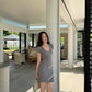 Casual Minimalist Ribbed Bodycon Mini Dress V-Neck Solid Color Knit R9189