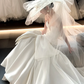 White strapless slim waist sexy satin long dress bridal gown R6027