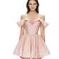 Pink floral halter one-shoulder waist slim fit A-line long skirt short skirt homecoming dress R4833