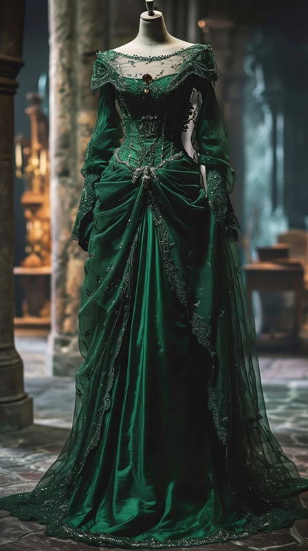 Green fitted sexy long high-class ball gown R7198