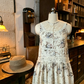 Vintage Floral Lace Sleeveless Mini Dress with Crochet Trim and Tiered Hem R9247