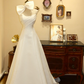 White Strapless Waist-Cinched Slim-Fit A-Line Long Ball Gown, Bridal Gown R7125