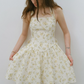 Beige Floral Print Halter Neck Mini Dress Women With Large Bow Detail R9485