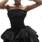 Black tube top slim waist slim fit puffy skirt princess skirt homecoming dress R4873