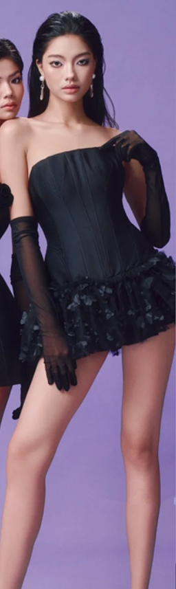 Black tube top waist romantic sexy three-dimensional flower tutu skirt homecoming dress R4707