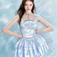 Square Neck Sleeveless Balletcore Dress with Layered Skirt and Lace Shorts R9228
