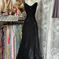 Black sleeveless halter neckline fitted long elegant ball gown R7832