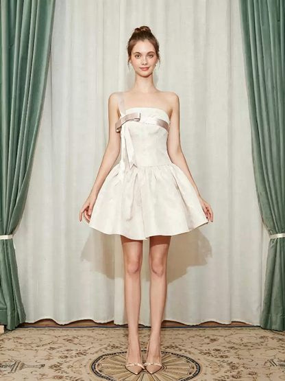 Coquette Tiered Spaghetti Strap Mini Dress with Bow & Ruffle Detail R9149