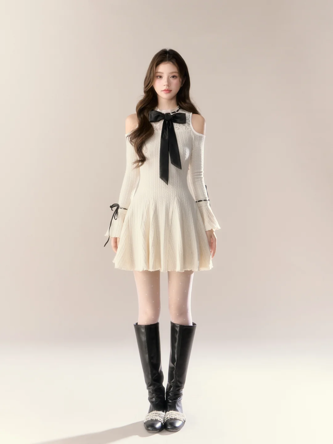 Apricot off-the-shoulder slim-waist sexy A-line short skirt homecoming dress R5396